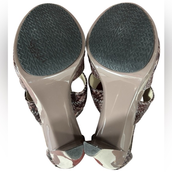 MICHAEL Michael Kors Front Zip Brown Reptile Strappy Leather Heeled Sandals, 7 - Picture 8 of 10